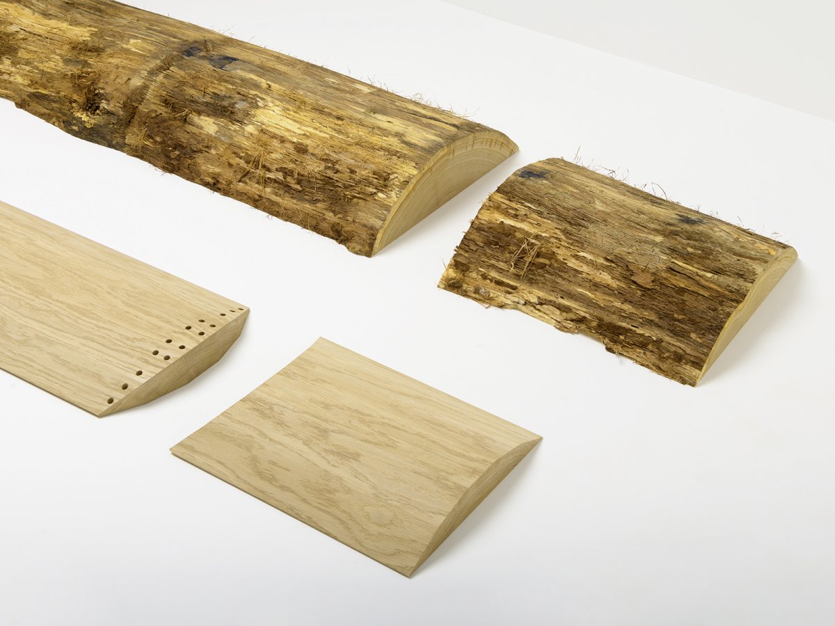 Banc en dosses de bois upcyclé - Banc Dendro en chêne