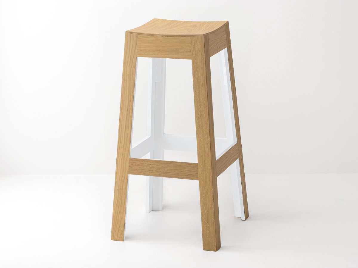Tabouret laqué en bois de chêne pour bar Blanc RAL9010 - Wak
