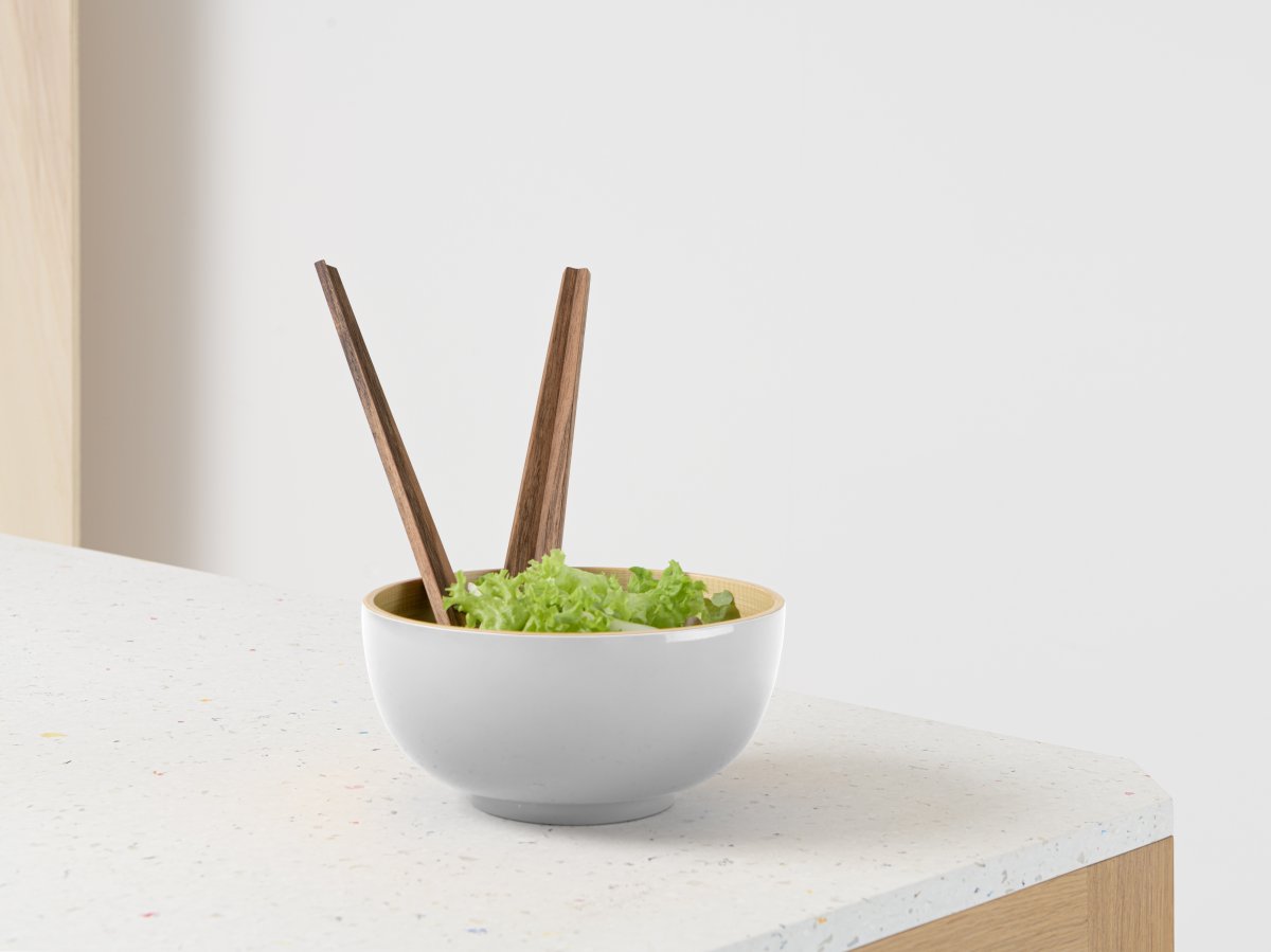Couverts à salade en bois design en noyer