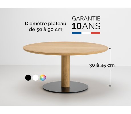 Table basse ronde en bois et métal diamètre 60 cm - photo diamètre 90 cm hauteur 45 cm