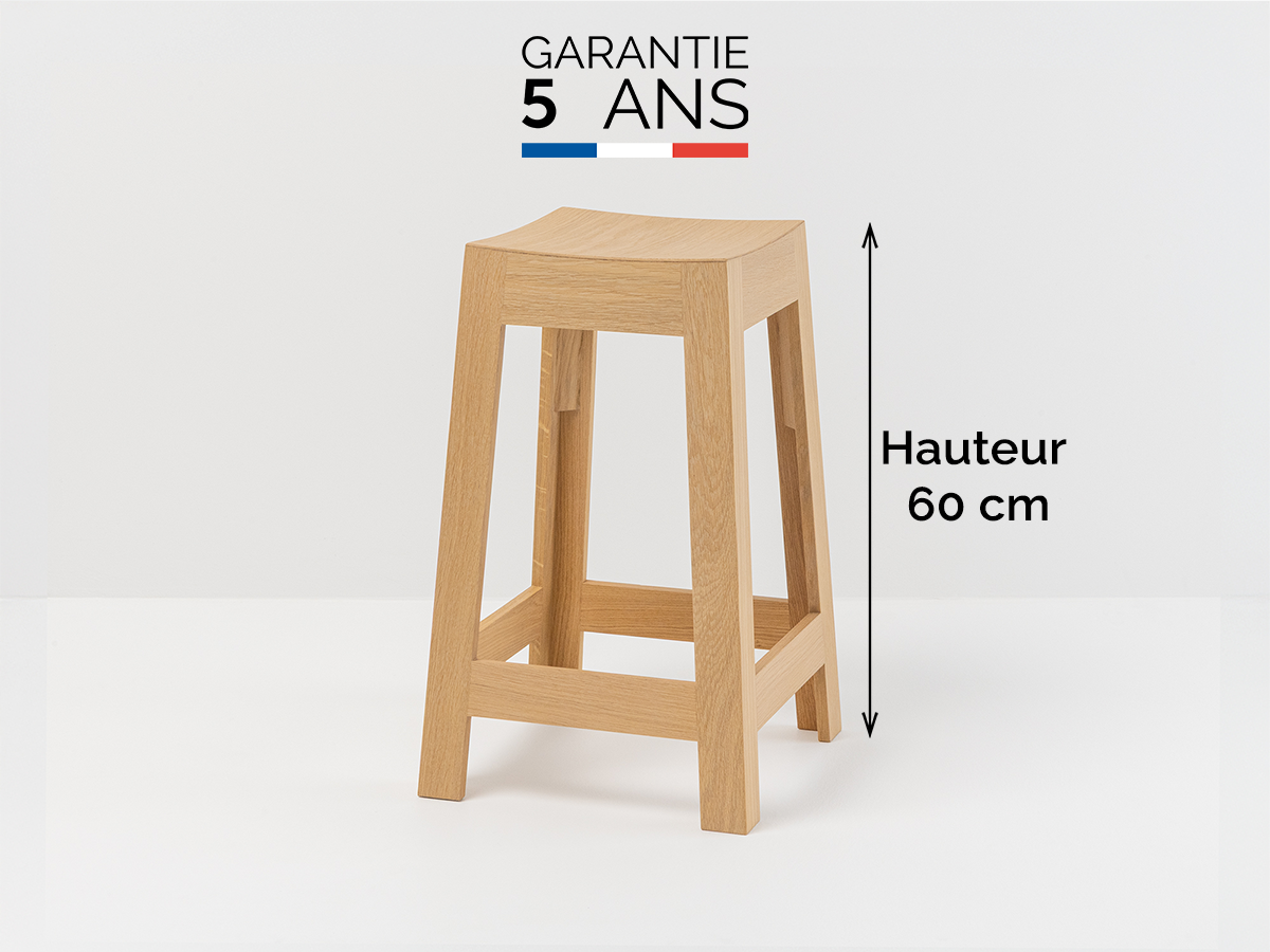 Tabouret de cuisine en chene 60 cm made in France - Wak
